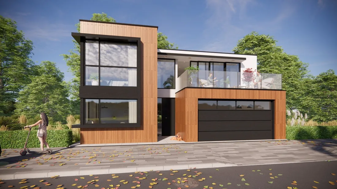 Rendering of the two-story Arctosa model with a glazed balcony