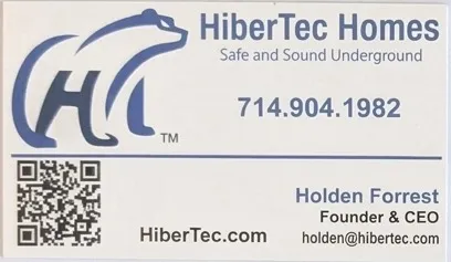 HiberTec Homes business card for Holden Forrest, Founder and CEO