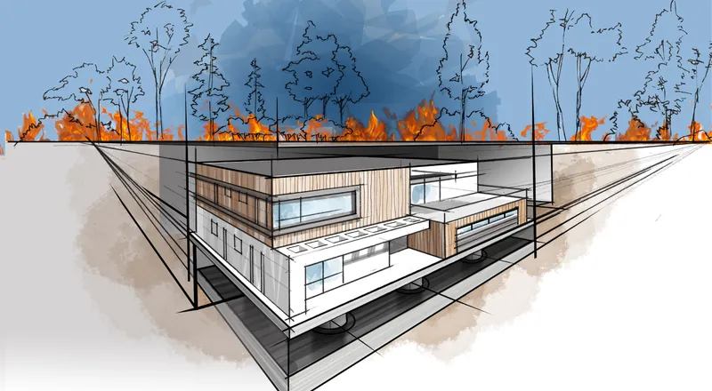 Cutaway illustration of a home below ground with a cover across the vault