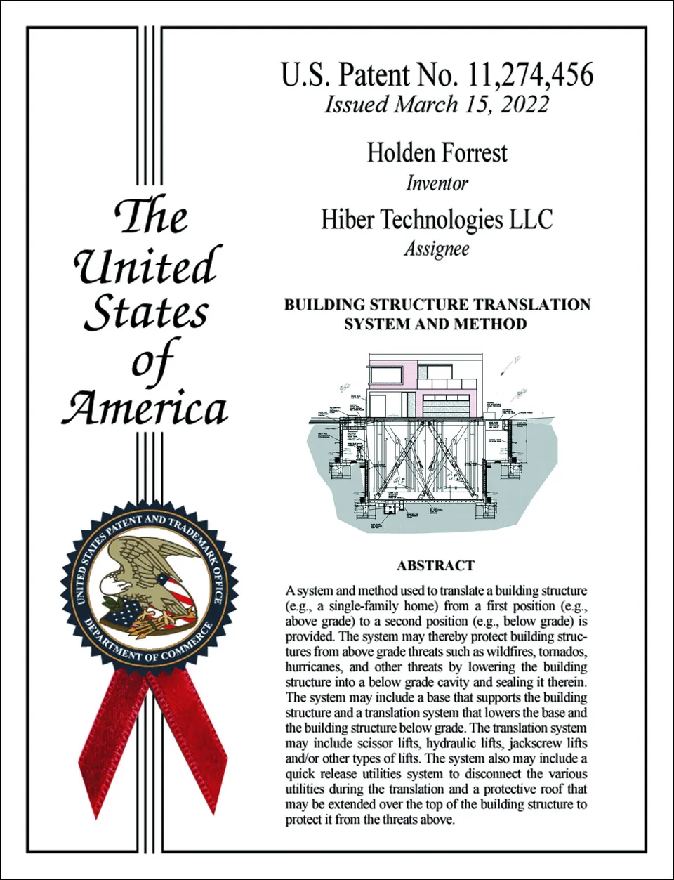Presentation sheet containing a drawing for the building translation system patent