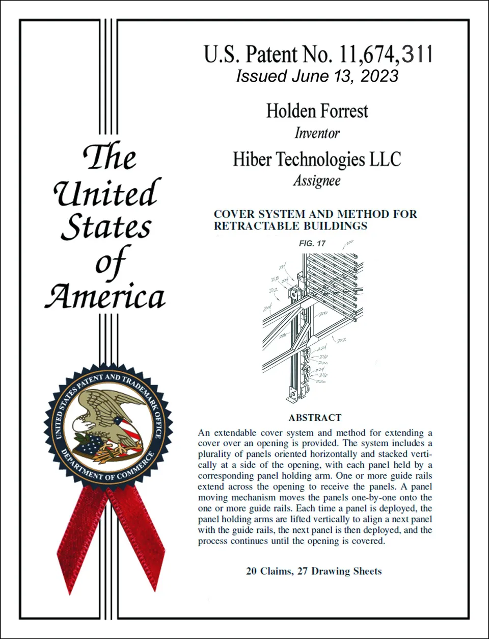 Presentation sheet containing a drawing of protective cover panels and guide rails