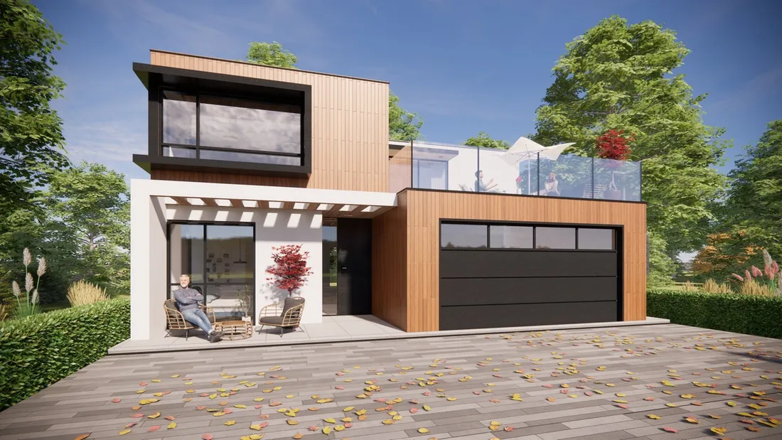 Rendering of the two-story Ursia model with an upper terrace